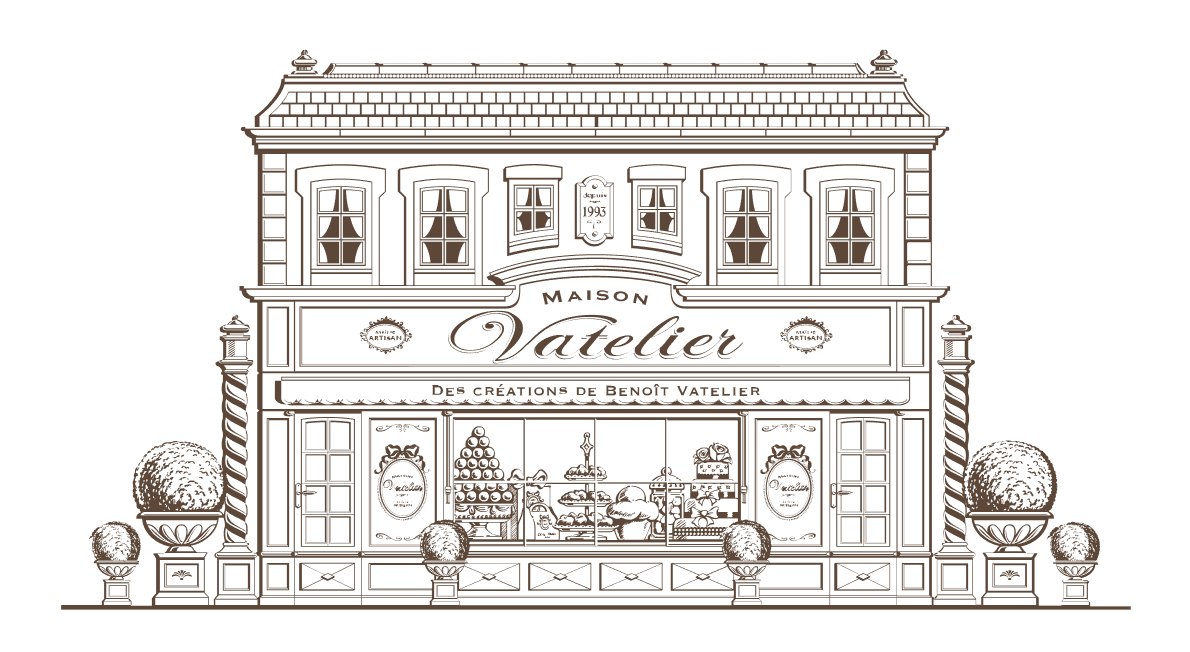 Illustration stylisée de la façade de la pâtisserie Maison Vatelier.