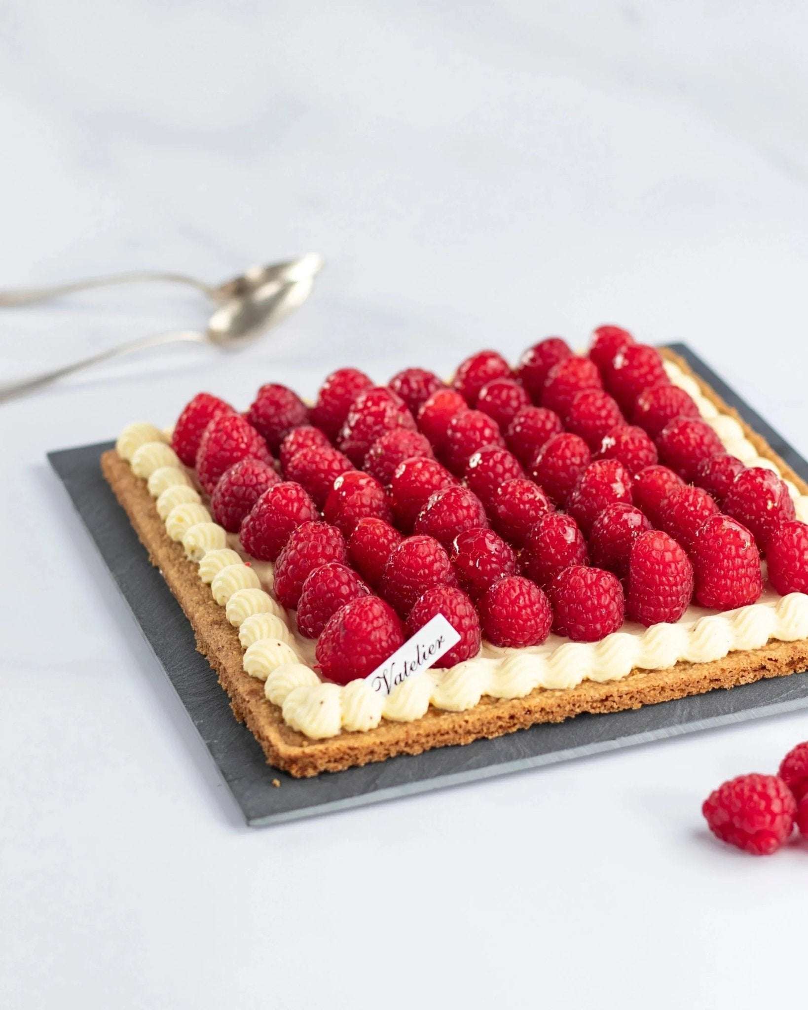 Tarte Vanille Framboise de Maison Vatelier avec crème vanille et framboises fraîches